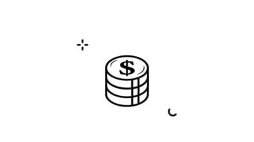 pile of coins icon line art simple animation 2D for investment concept , stack coin minimalist banking symbol animated footage motion graphic illustration design video