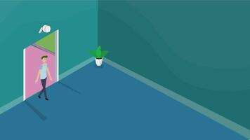 Man Passing Security Laser Check at Door Futuristic Access Control Man Walking Through Security Check Semi-Isometric Animation video