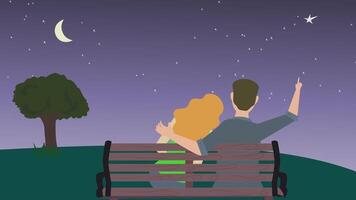 Romantic Couple Watching Shooting Star in Night Park Starry Night Romance Couple Gazing at Sky with Shooting Star Dreamy Night Sky Love Under the Stars video