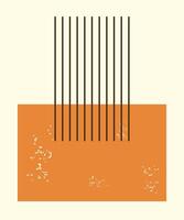 Abstract retro poster. Orange rectangle with grunge texture and stripes. illustration vector