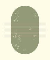 Abstract retro background. Green oval and horizontal lines on a beige background. illustration for interior design, print, poster vector