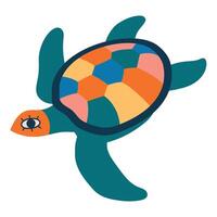 Colorful turtle. Hand drawing isolated illustration for your design vector