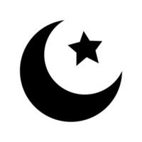 Crescent and star black silhouette. Religious symbol of Islam. Isolated illustration for your design vector