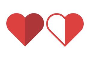 Half Shadow Red Heart vector