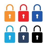 Basic Padlock Multiple Colours Set vector