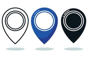 Three map pointers with different colors and shapes vector
