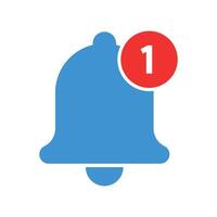 Blue Notification Bell With One Notification vector