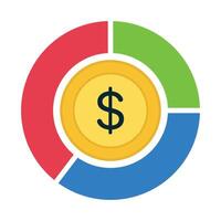Pie Chart With Money Coin vector