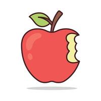 Apple With Bite Cartoon Style vector
