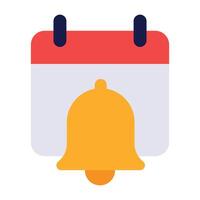 Calendar With Notification Bell Flat Style vector