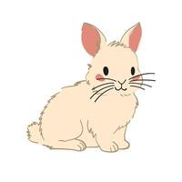 White background featuring a simple bunny with pink ears, ideal for minimalistic Easter-themed designs and decor. vector