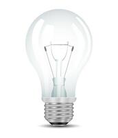 realistic light bulb with silver base on white background vector