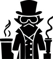 Steampunk man with pipe and hat vector