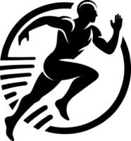 Dynamic Silhouette of a Running Athlete in a Circle vector