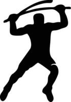 Dynamic Silhouette of a Person in Action with Weapon vector