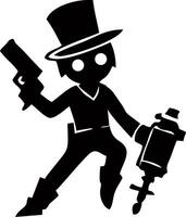 A silhouette of a man with a gun and hat vector