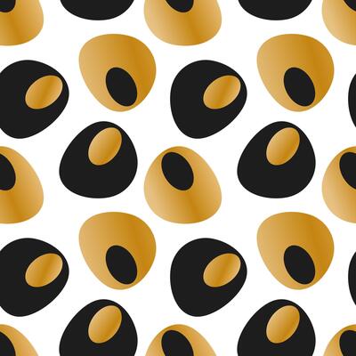 Abstract pattern with smooth stones or pebbles. Gold and black.