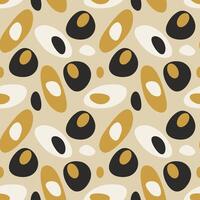 Abstract pattern with smooth stones or pebbles, gold and black. vector