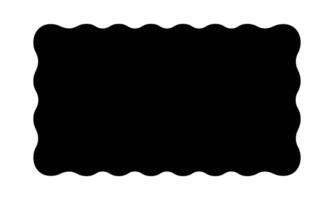 Black rectangle shape with wavy edges. Rectangular form with curvy borders. Empty scalloped text box or banner, tag or label template isolated on white background. graphic illustration vector