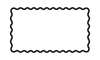 Rectangle frame with wavy edges. Rectangular shape with curvy borders. Picture or photo framework, empty text box or banner on white background. graphic illustration vector