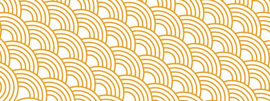 Orange Japanese seigaiha pattern. Repeated diagonal round or arch shapes ornament. Kimono scallops print. Fish squama, snake or dragon scale. Sea or ocean waves background. flat illustration vector