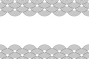 Banner template with oriental ornament with circle shapes and blank space. Waves background. Black and white seigaiha pattern. Scallops print. Fish squama or dragon scale. outline illustration vector