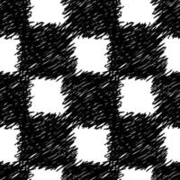 Seamless pattern with black brush strokes squares on white. Monochrome checkerboard texture. Checkered abstract background. Great for textile, fabric, wallpaper, wrapping, scrapbook and packaging vector