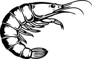 black silhouette of shrimp without background vector