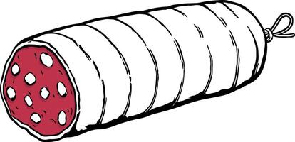 illustration black and white salami or sausage with red color vector