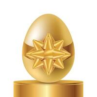 Golden Easter egg adorned with an intricate and shiny bow vector