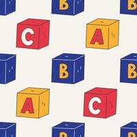 Alphabet Toy Blocks Seamless Pattern vector