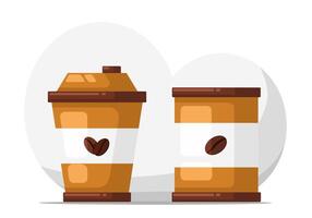 cup of coffee and coffee can, on white background. Flat design vector