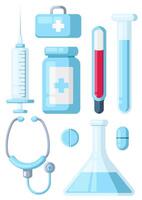 Set of medical tools flat design style vector
