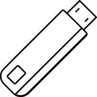 USB Flash Drive Outline Illustration for Coloring Books and Digital vector
