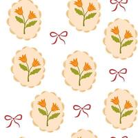 Coquette trellis floral seamless pattern with bows and ribbons. Preppy floral bouquet background. Vintage design for fabric, wallpaper or wrapping paper. botanical elegant trendy print. vector
