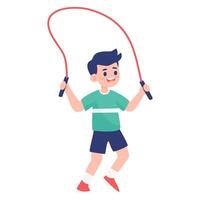 a boy is jumping with a skipping rope vector