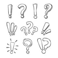 Exclamation and question mark hand drawn illustration. Suitable for warning element in infographic or cartoon vector