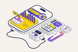 Trendy Isometric illustration of Data Analysis vector