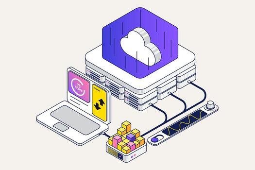 un nube informática sistema con un ordenador portátil y un nube vector