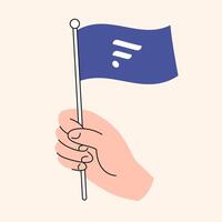 Hand Holding a Purple Flare Flag, Symbolizing Cryptocurrency and Blockchain Support with the FLR Token Symbol - Illustration for Digital Finance and Decentralized Economy vector