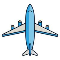 A Top View of a Blue Airplane with Four Engines and Gray Wings vector