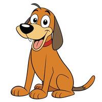 Happy Cartoon Dog Sitting and Smiling A Cute Brown Canine Character Illustration vector