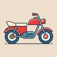 A Classic Red Motorcycle Illustration Simple Line Art Design Retro Vehicle Transportation vector