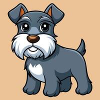 Adorable Cartoon Miniature Schnauzer Dog Illustration Featuring Playful Expression and Soft Fur vector