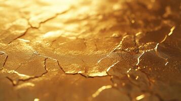 Cracked Golden Surface. A mesmerizing close-up of a golden surface, adorned with intricate cracks and bathed in warm, inviting light. photo