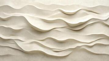 An abstract, undulating sand dune-like texture. Smooth, flowing waves create a sense of depth and serenity with soft shadows on a light neutral background. photo
