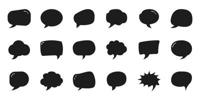 Speech Bubble Solid Icon Set. Chat, Dialogue and Message Silhouette Symbol. Comic Balloon, Thinking and Communication Text Box for Discussion Icon Collection. Isolated Illustration vector