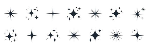 Abstract Starburst Icons Solid Icon Set. Sparkle And Shine Silhouette Symbol Collection. Isolated Illustration vector