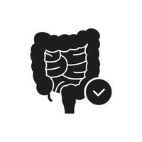 Healthy Digestive System Solid Icon. Gut Health, Intestinal Function, and Proper Digestion Silhouette Symbol. Isolated Illustration vector