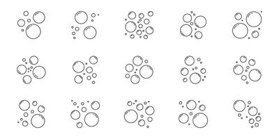 Bubble and oxygen line icon set. Air and water outline symbol collection. Editable stroke. Isolated illustration vector